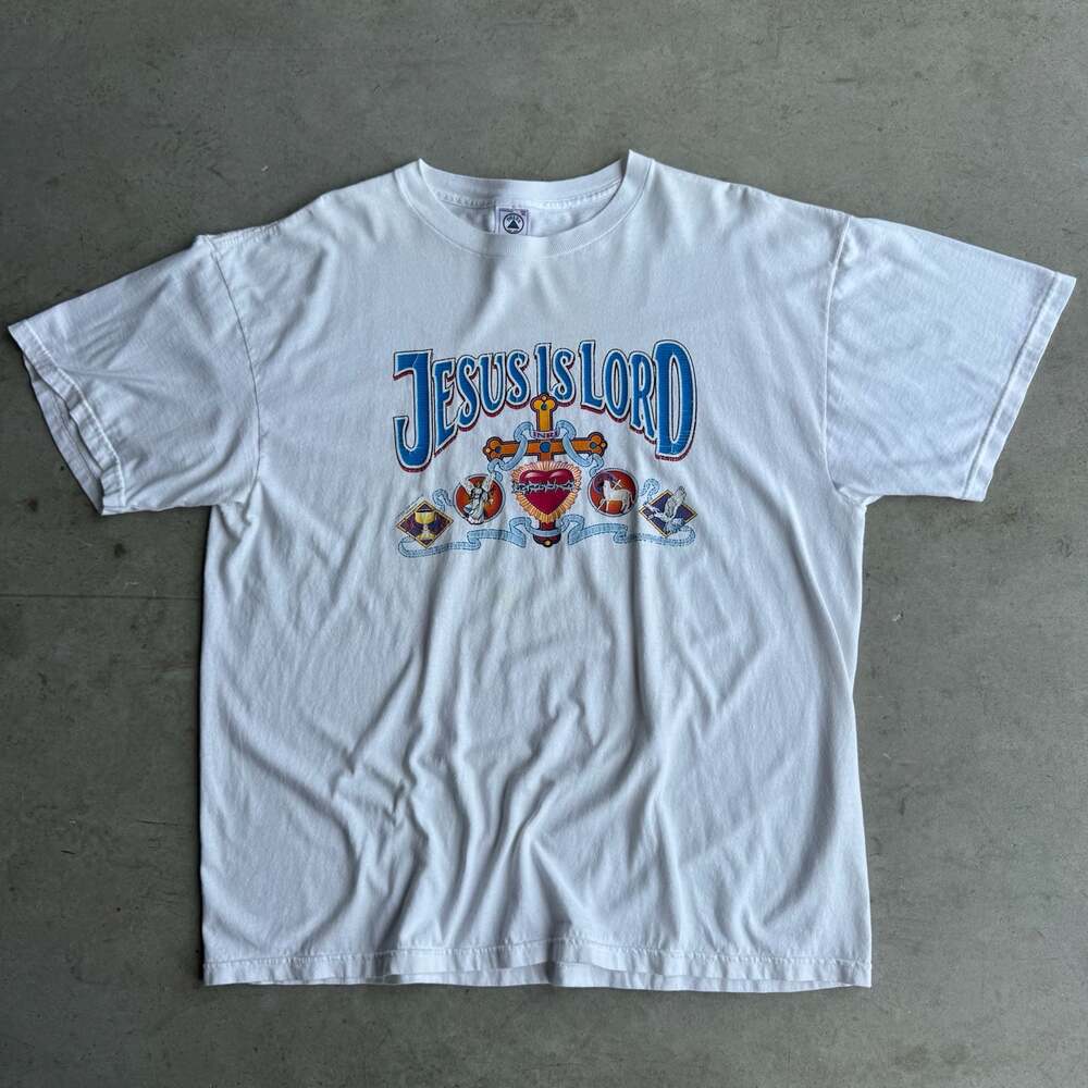 Vintage 90s Delta Jesus Is Lord Graphic Christian Religious T-Shirt